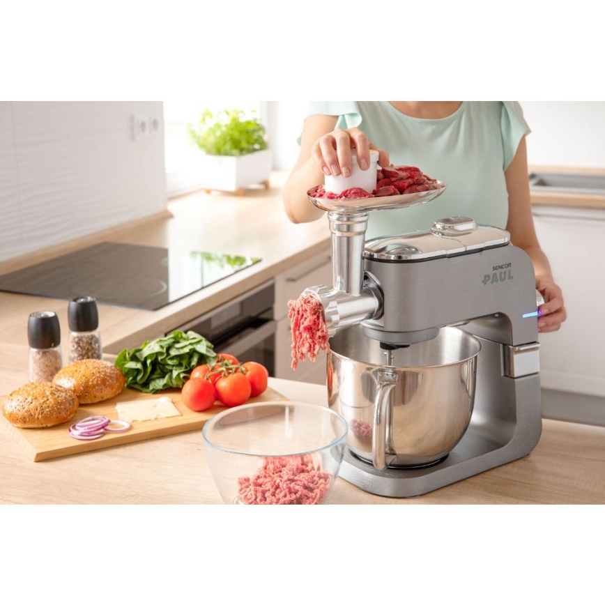 Sencor - Robot de cocina con bol de acero inoxidable 1700W/230V cromo mate