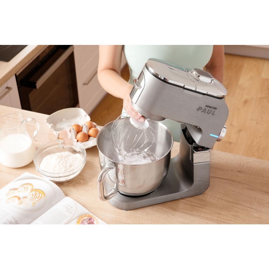 Sencor - Robot de cocina con bol de acero inoxidable 1700W/230V cromo mate