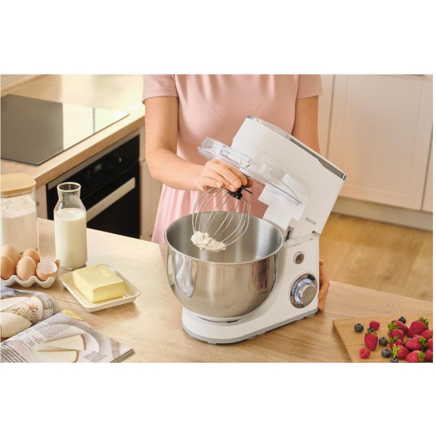 Sencor - Robot de cocina con bol de acero inoxidable 1300 W/230 V, blanco