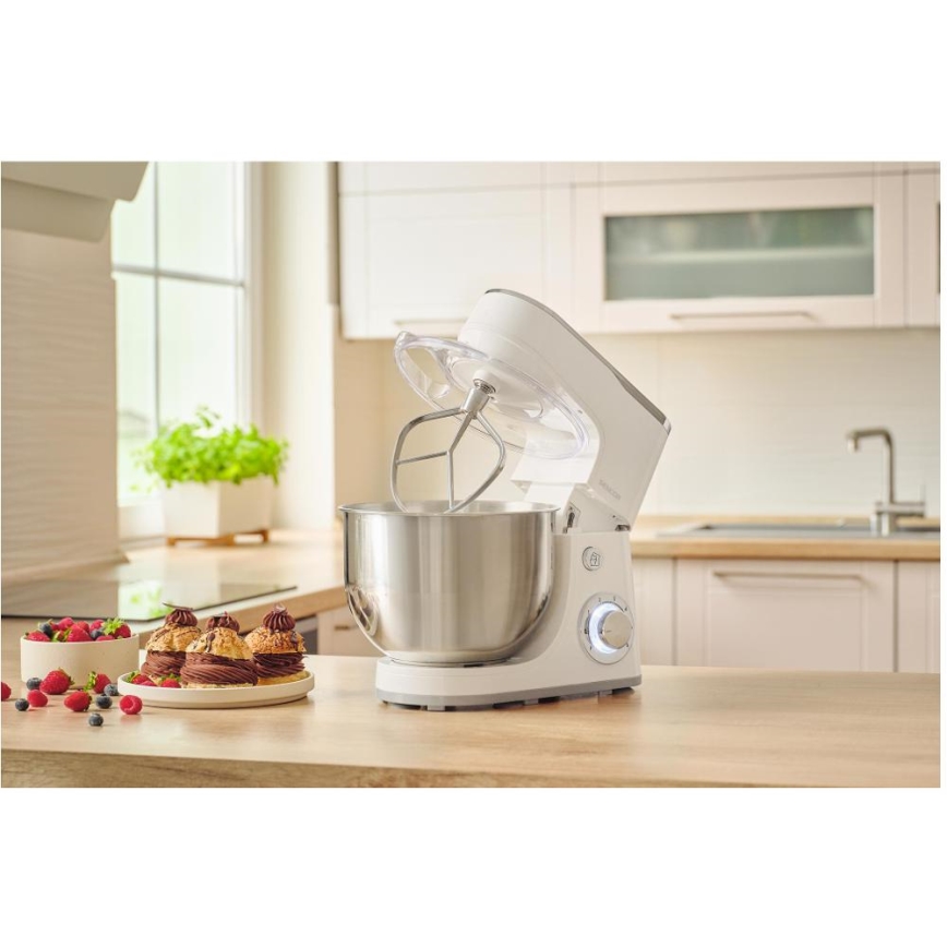 Sencor - Robot de cocina con bol de acero inoxidable 1300 W/230 V, blanco