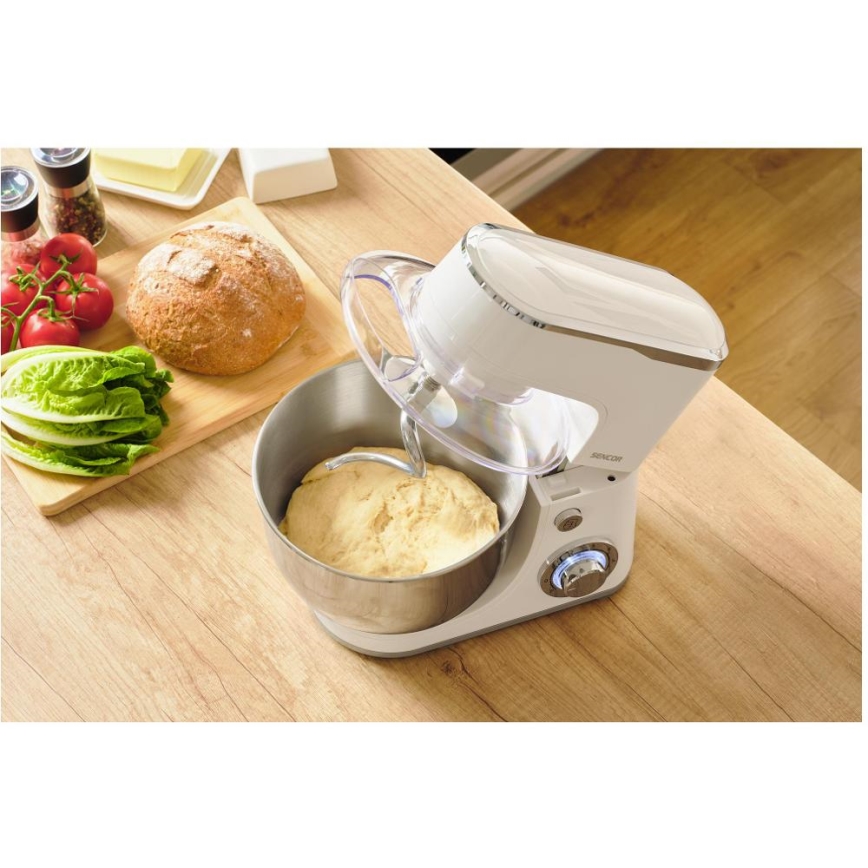 Sencor - Robot de cocina con bol de acero inoxidable 1300 W/230 V, blanco