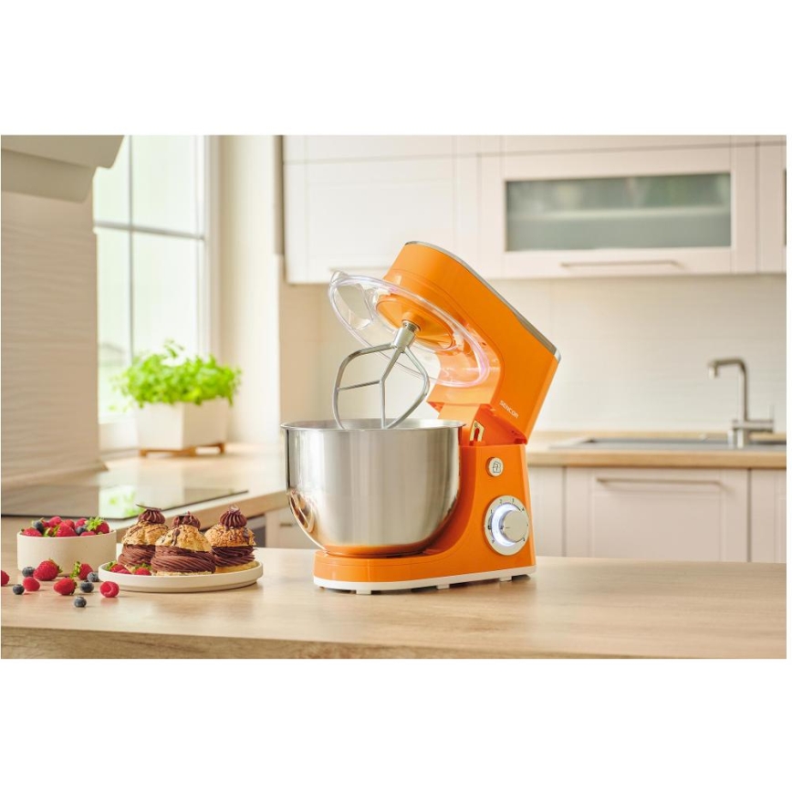Sencor - Robot de cocina con bol de acero inoxidable 1300W/230V, naranja
