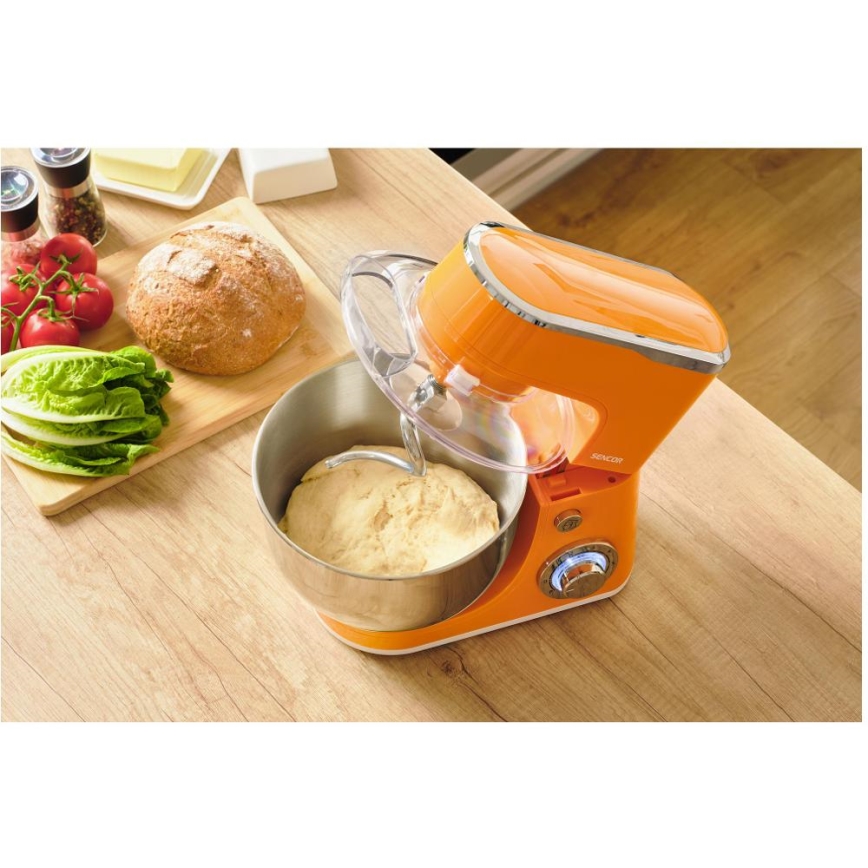 Sencor - Robot de cocina con bol de acero inoxidable 1300W/230V, naranja