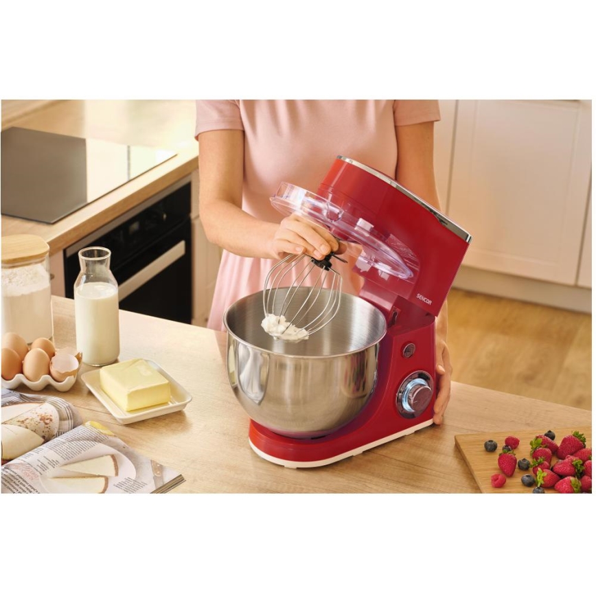 Sencor - Robot de cocina con bol de acero inoxidable 1300W/230V rojo