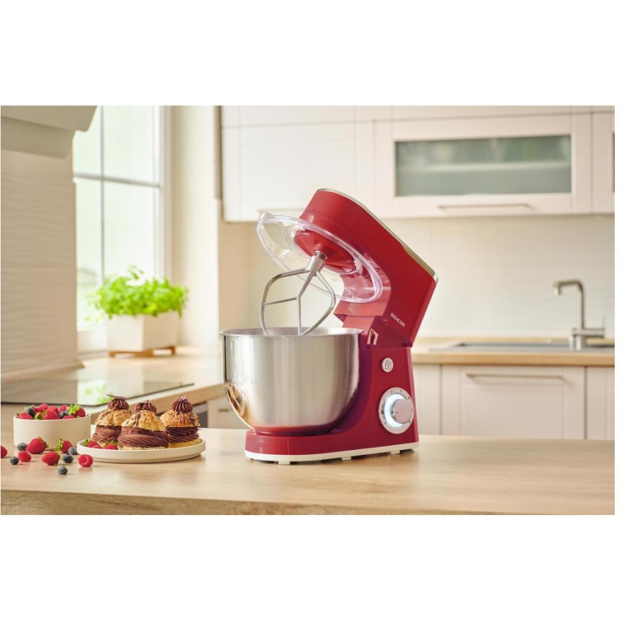 Sencor - Robot de cocina con bol de acero inoxidable 1300W/230V rojo