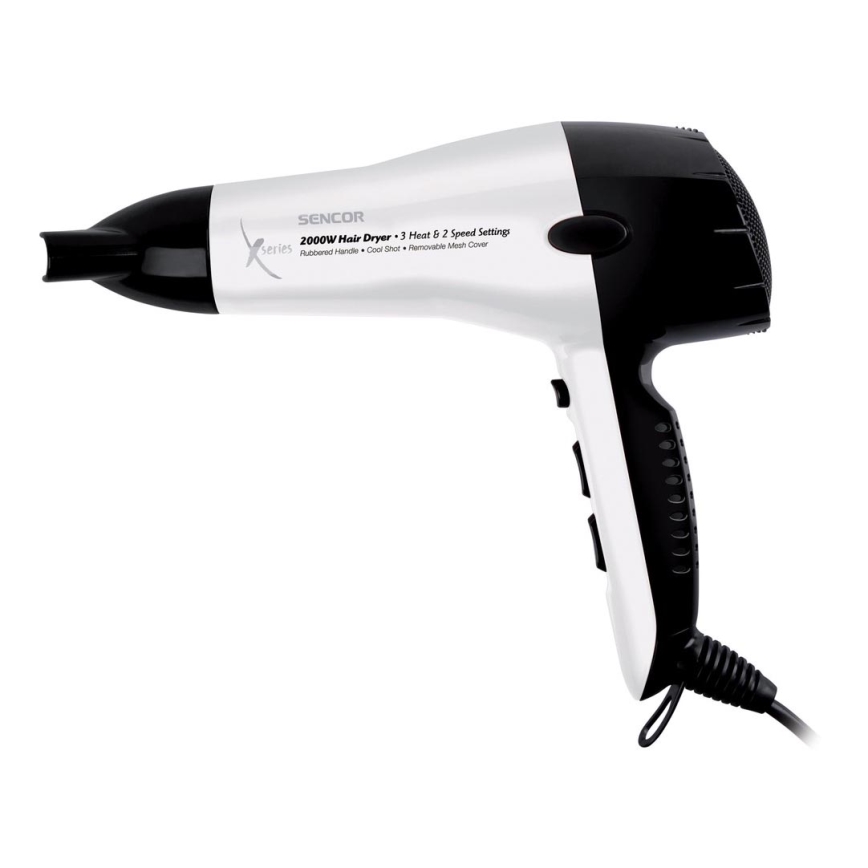 Sencor - Secador de pelo 2000W/230V blanco/negro