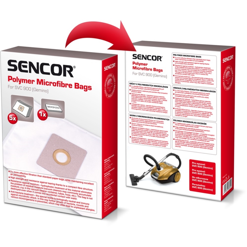 Sencor - SET 5x Bolsa + 1x microfiltro para aspiradora