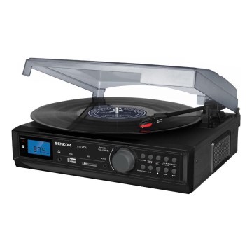 Sencor - Tocadiscos con USB/SD/FM 8W/230V + mando a distancia