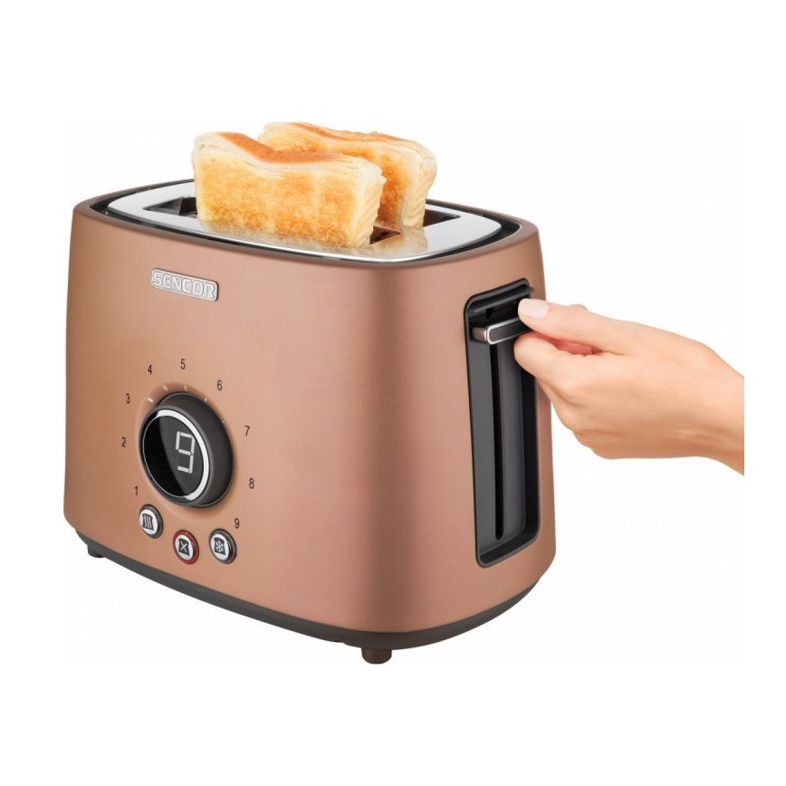 Sencor - Tostadora con dos agujeros y calentamiento 1000W/230V cobre