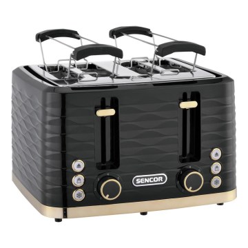 Sencor - Tostadora de cuatro ranuras 1600 W/230 V negra/beige