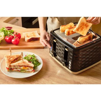 Sencor - Tostadora de cuatro ranuras 1600 W/230 V negra/beige