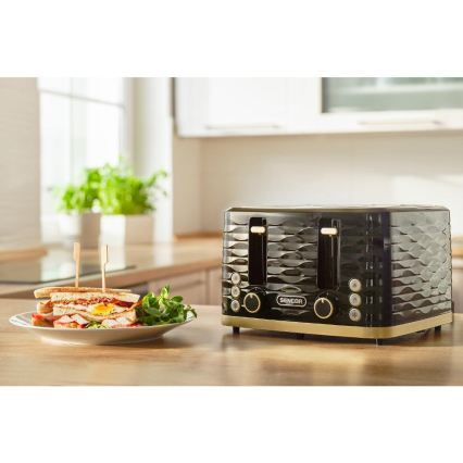 Sencor - Tostadora de cuatro ranuras 1600 W/230 V negra/beige