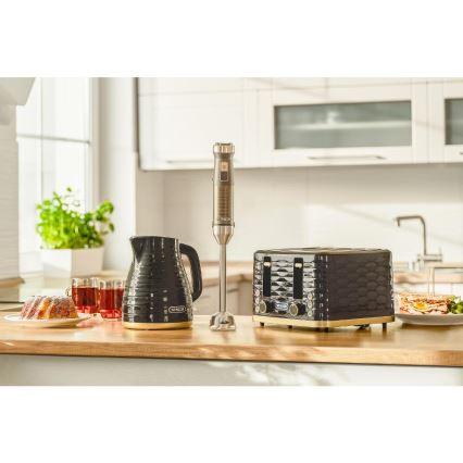 Sencor - Tostadora de cuatro ranuras 1600 W/230 V negra/beige