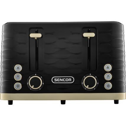 Sencor - Tostadora de cuatro ranuras 1600 W/230 V negra/beige