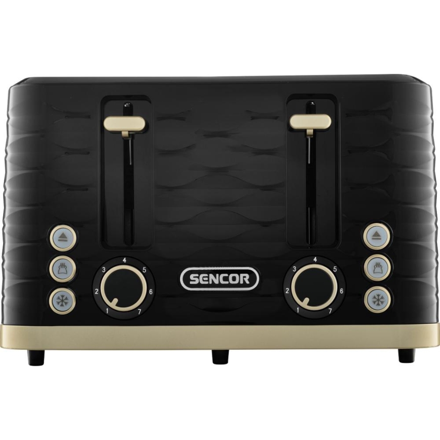 Sencor - Tostadora de cuatro ranuras 1600 W/230 V negra/beige
