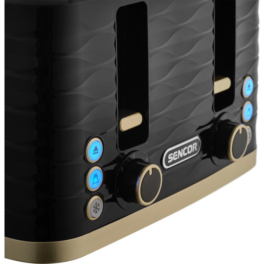 Sencor - Tostadora de cuatro ranuras 1600 W/230 V negra/beige