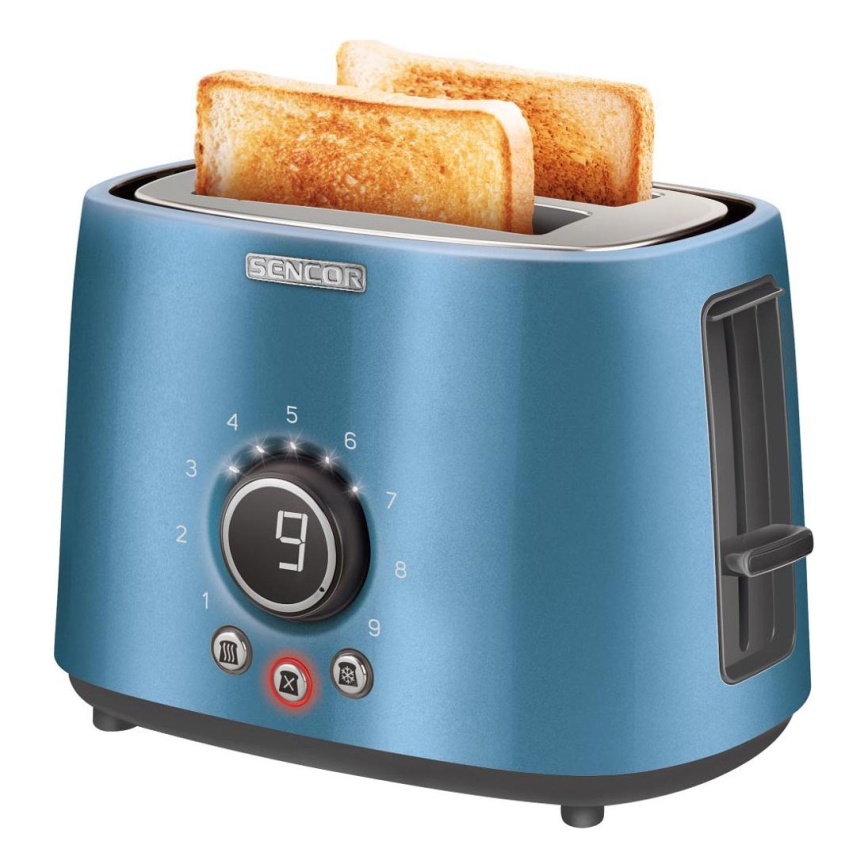 Sencor - Tostadora de dos ranuras con rejilla calentadora, 1000 W/230 V, azul