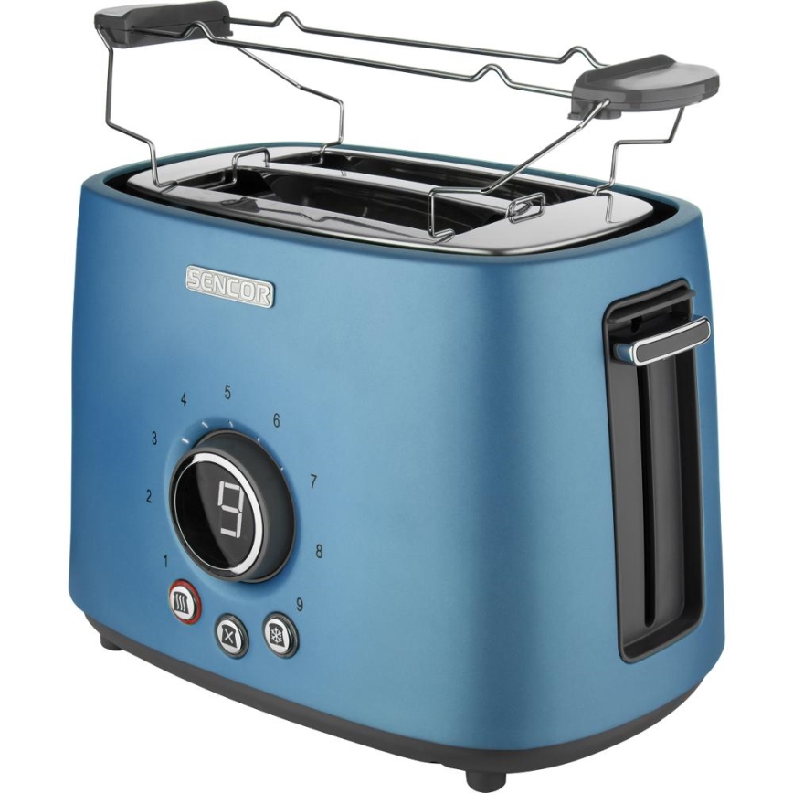 Sencor - Tostadora de dos ranuras con rejilla calentadora, 1000 W/230 V, azul