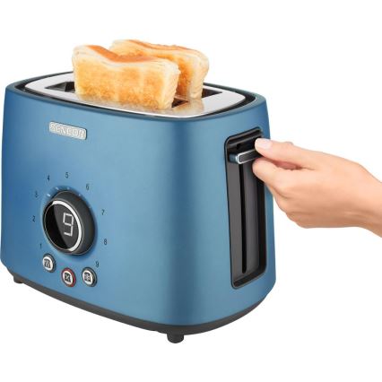 Sencor - Tostadora de dos ranuras con rejilla calentadora, 1000 W/230 V, azul