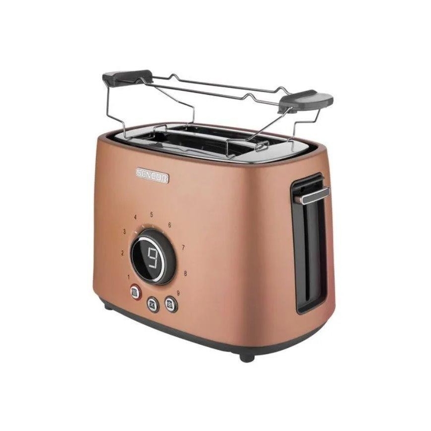 Sencor - Tostadora de dos ranuras con rejilla para calentar, 1000W/230V, color cobre