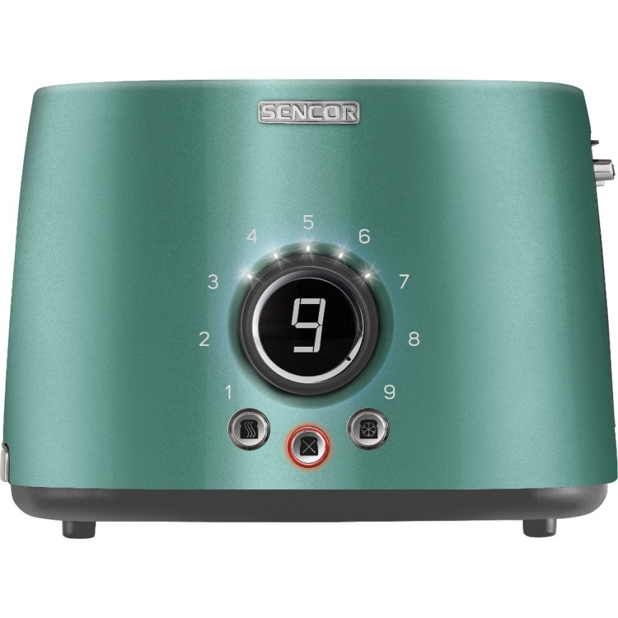 Sencor - Tostadora de dos ranuras con rejilla para calentar 1000W/230V color menta