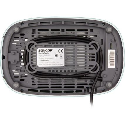 Sencor - Tostadora de dos ranuras con rejilla para calentar 1000W/230V color menta