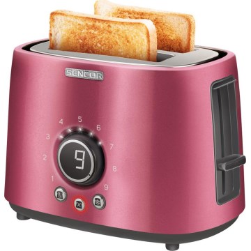 Sencor - Tostadora de dos ranuras y rejilla para calentar 1000W/230V rosa