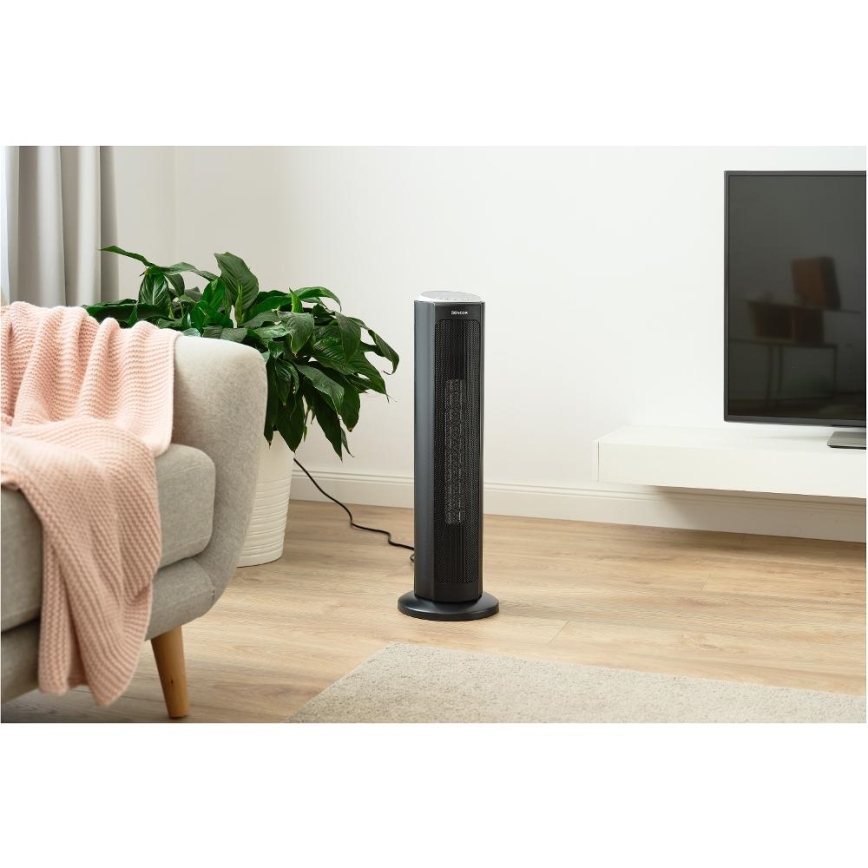 Sencor - Ventilador con elemento calefactor cerámico 1300/2200W/230V negro + mando a distancia