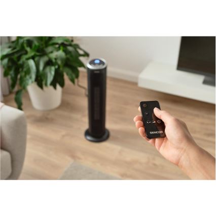 Sencor - Ventilador con elemento calefactor cerámico 1300/2200W/230V negro + mando a distancia