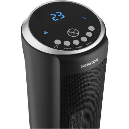 Sencor - Ventilador con elemento calefactor cerámico 1300/2200W/230V negro + mando a distancia