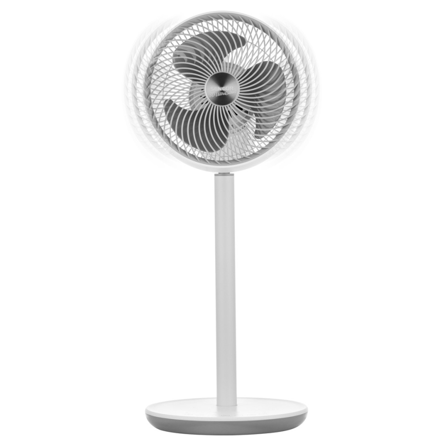 Sencor - Ventilador de pie 3D UltraSilent 26W/230V blanco + mando a distancia