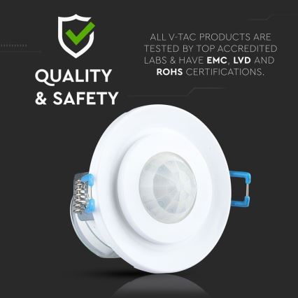 Sensor de movimiento empotrable PIR 360° 400W/230V blanco