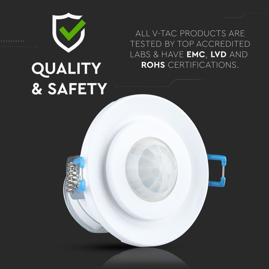 Sensor de movimiento empotrable PIR 360° 400W/230V blanco