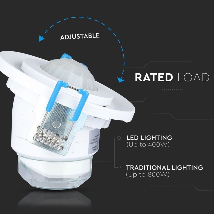 Sensor de movimiento empotrable PIR 360° 400W/230V blanco