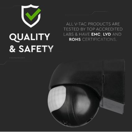 Sensor de movimiento para exteriores 230V IP44 negro