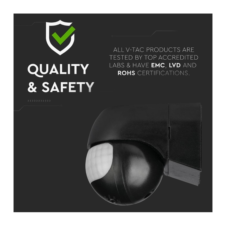 Sensor de movimiento para exteriores 230V IP44 negro