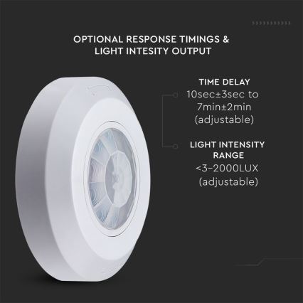 Sensor de movimiento por infrarrojos 360° 200W/230V blanco