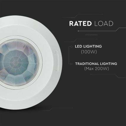 Sensor de movimiento por infrarrojos 360° 200W/230V blanco