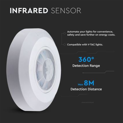 Sensor de movimiento por infrarrojos 360° 200W/230V blanco