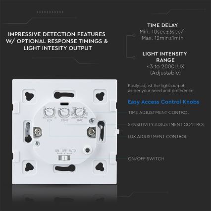 Sensor de movimiento por microondas 180° 300W/230V negro