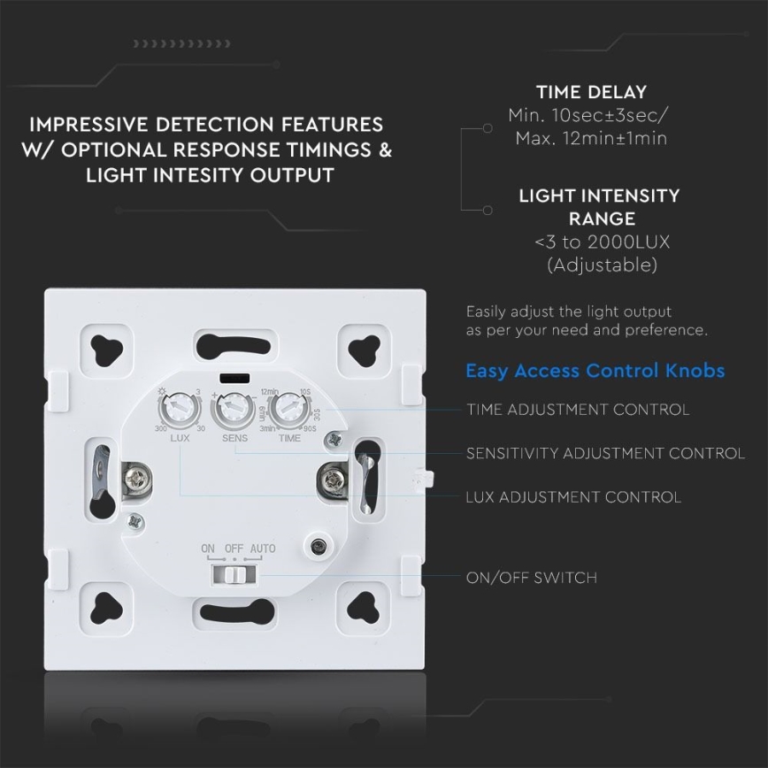 Sensor de movimiento por microondas 180° 300W/230V negro