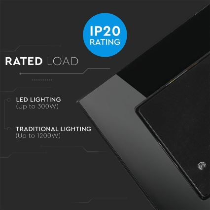 Sensor de movimiento por microondas 180° 300W/230V negro