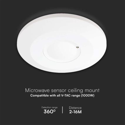 Sensor de movimiento por microondas 360° 230V blanco
