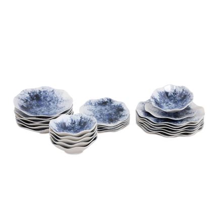 Servicio de vajilla de 24 piezas azul/porcelana