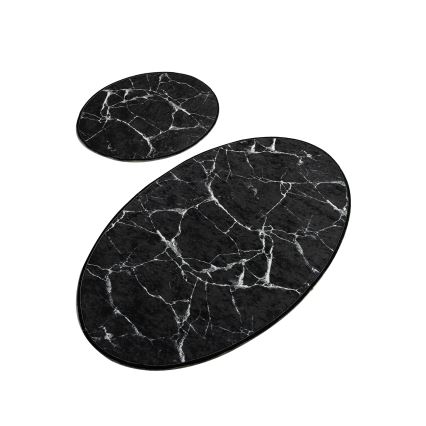 SET 2x Alfombra de baño MARBLE 50x60/60x100 cm negro