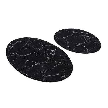 SET 2x Alfombra de baño MARBLE 50x60/60x100 cm negro