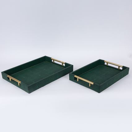 SET 2x Bandeja decorativa 40x30/34x24 cm verde