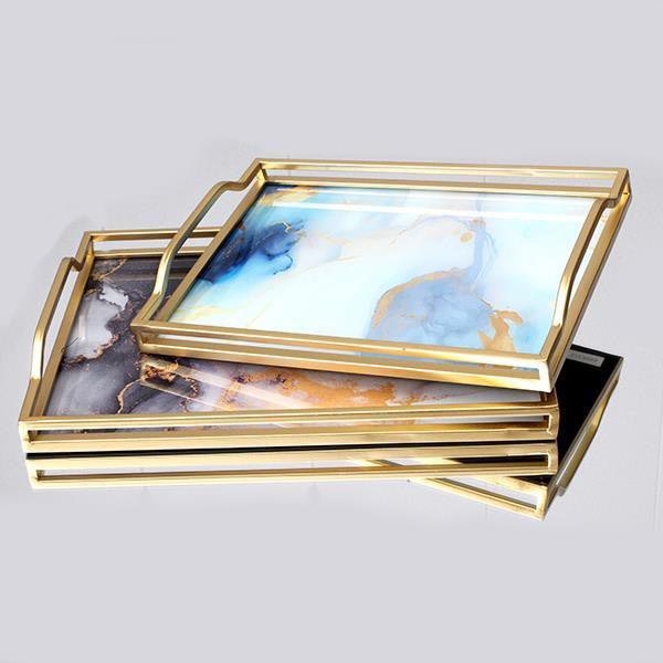 SET 2x Bandeja decorativa 40x30/35x25 cm dorado