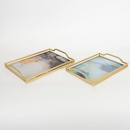 SET 2x Bandeja decorativa 40x30/35x25 cm dorado