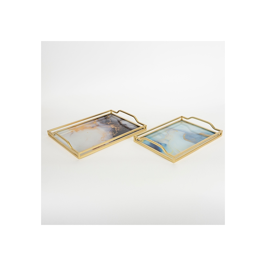 SET 2x Bandeja decorativa 40x30/35x25 cm dorado